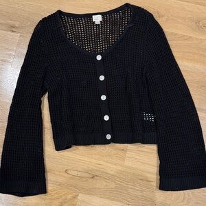 A New Day Black Open-Knit Cardigan